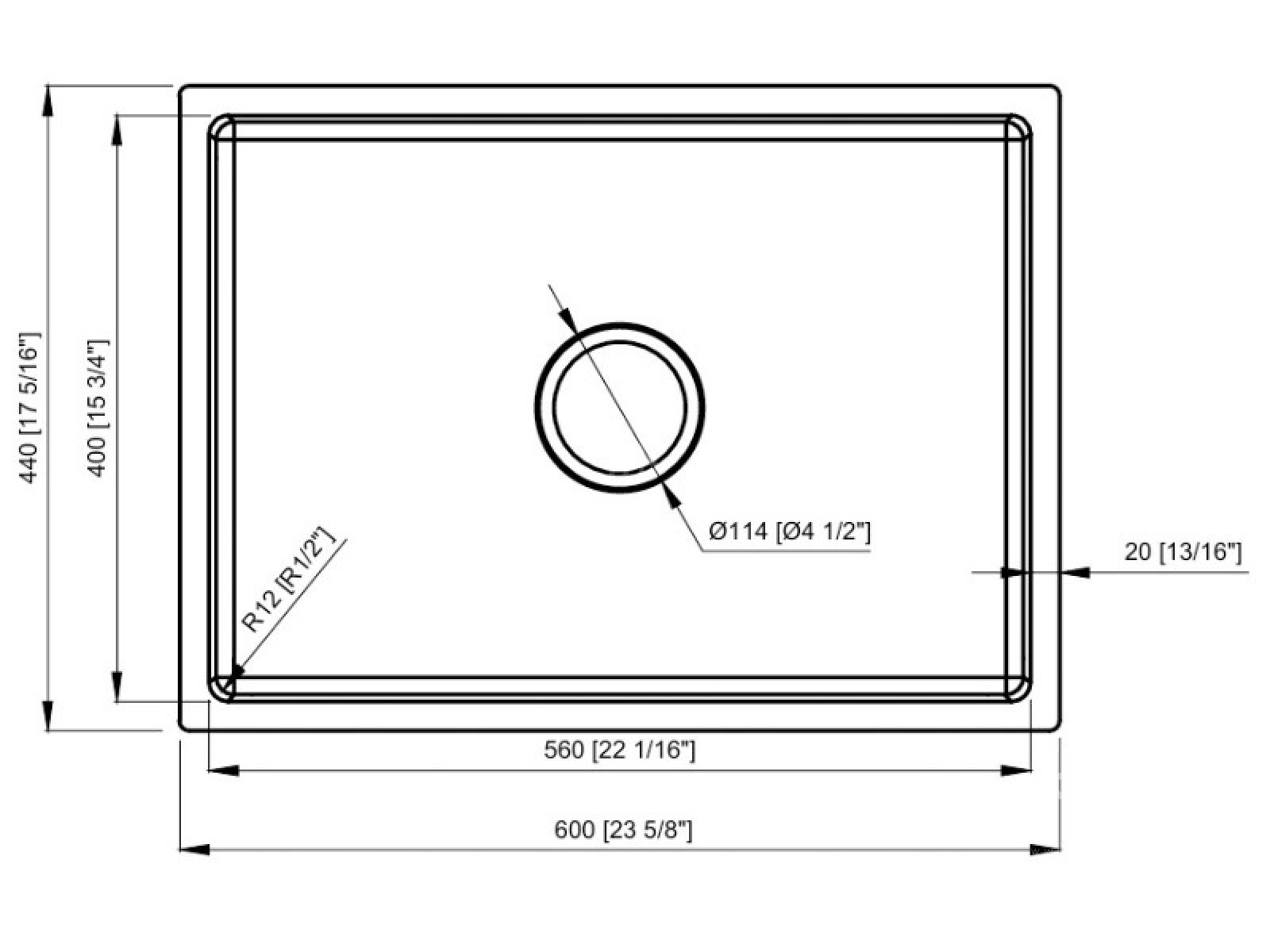 Kích thước chậu rửa Konox 6044Su dekor