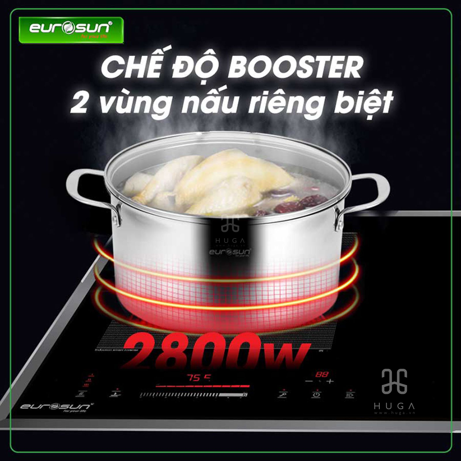 chức năng booster nấu nhanh bếp từ eurosun t798pro